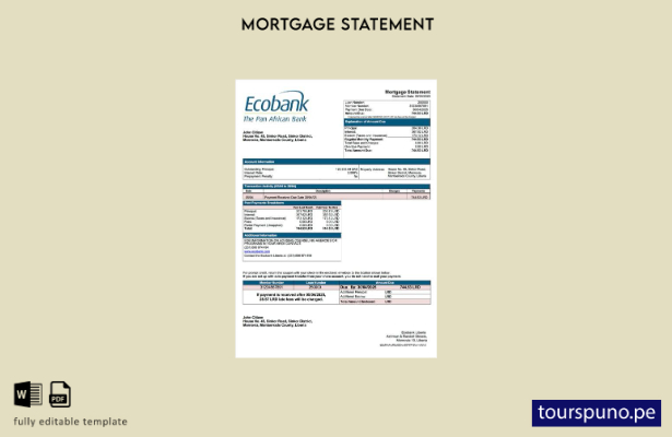 listo para imprimir Liberia Ecobank Liberia estado de cuenta de hipoteca Plantil